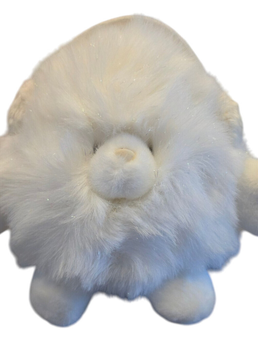 Russ Berrie SNOWPUFF Furry White Sparkle Snowball Plush Stuffed Animal Toy